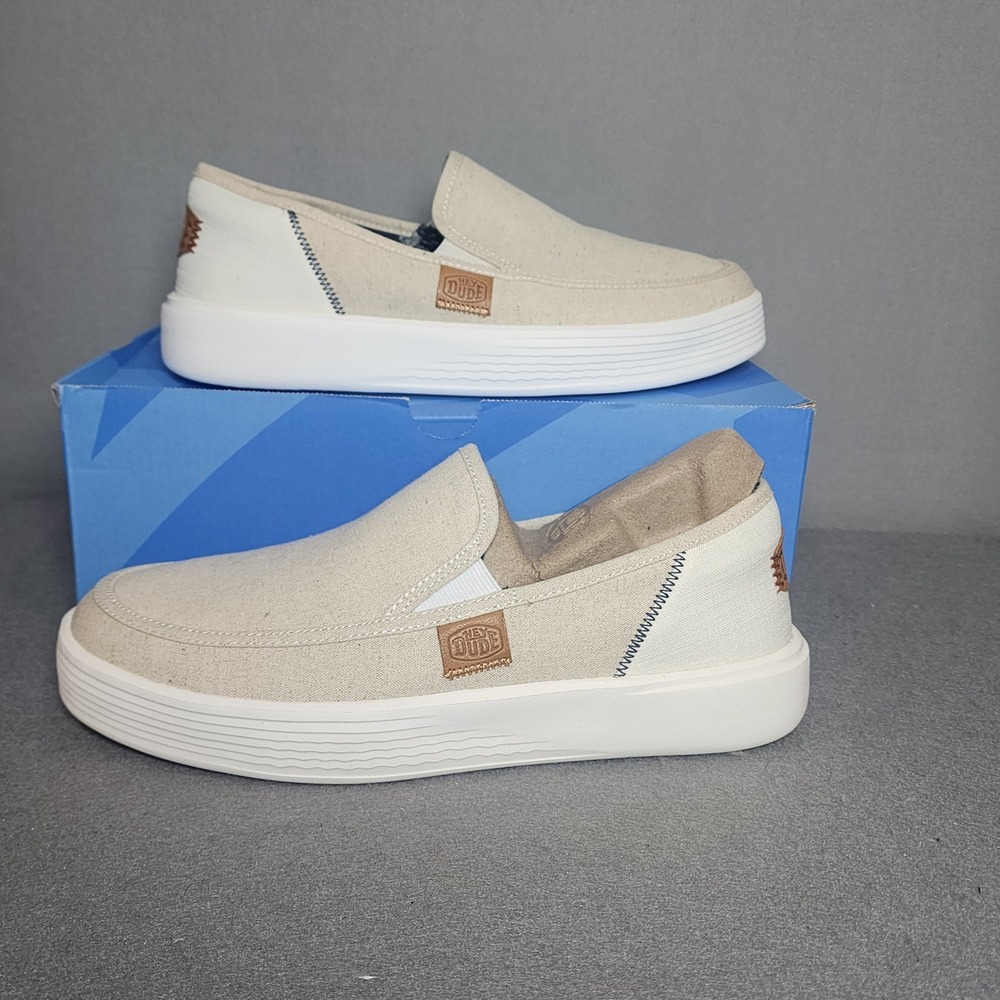 Hey Dude Sunapee M Craft White Cream Slip On Platform Shoes Mens 9 Womens 11 NEW